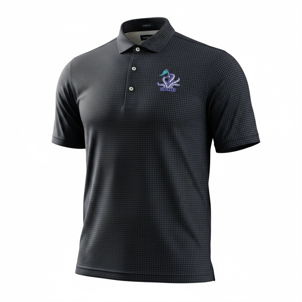 Turtleson Lennox Dot Performance Polo Mens XL Black Violet Golf The‎ Kraken